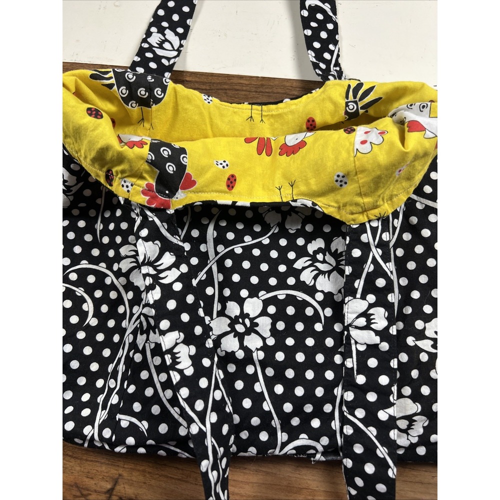 handmade tote bag Chickens Hens Reversible Cotton Double Handle Barnyard‎ Kitch - Picture 5 of 9